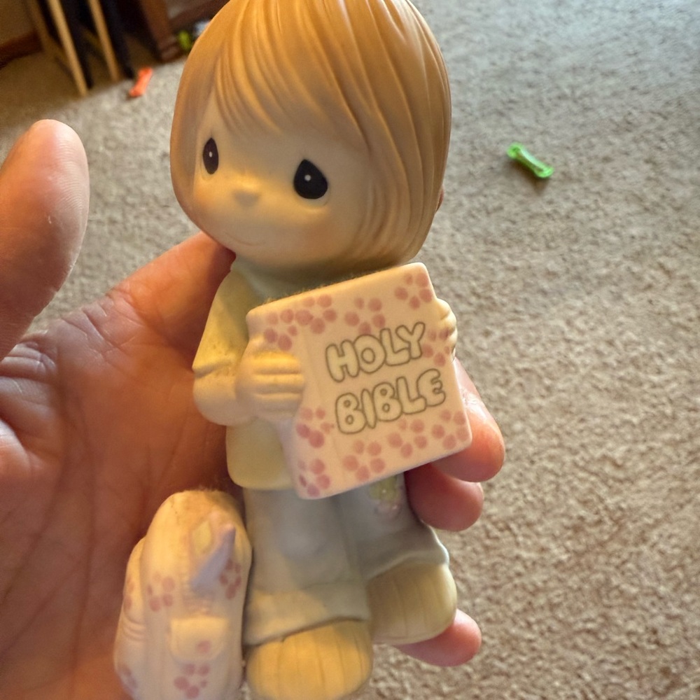 Precious Moments Doll with Holy Bible - Cream and Pink